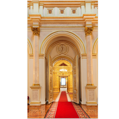 3D延伸空间金色宫殿玄关过道走廊欧式宫殿壁画背景墙好环保FJ5815