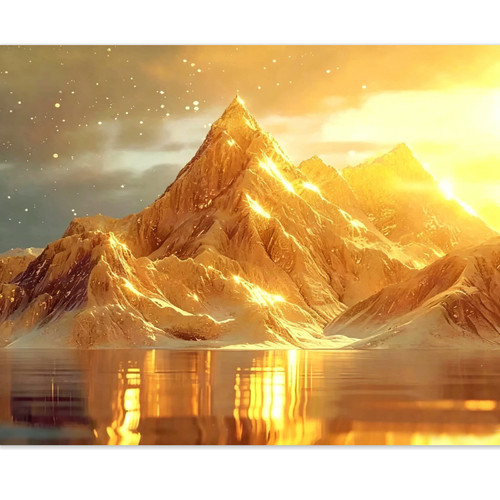 FJ6688背靠金山办公室挂画聚宝盆山水客厅元宝沙发背景墙财壁画