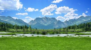 宝山天空聚宝盆蓝天白云绿草地背景墙 FJ01061环保无缝唯美风景元