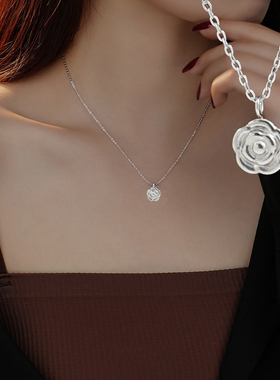 淑女风小玫瑰花项链女甜酷时髦锁骨链ins小众设计高级感颈链女潮