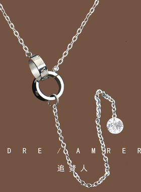 批发双环钛钢项链女2024新款轻奢小众锁骨链吊坠高级感毛衣链配饰