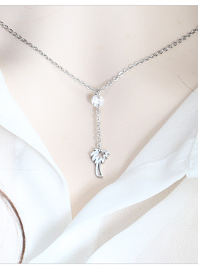 气质闪锆幸福树吊坠锁骨链高级感轻奢小众项链女颈链配饰生日礼物