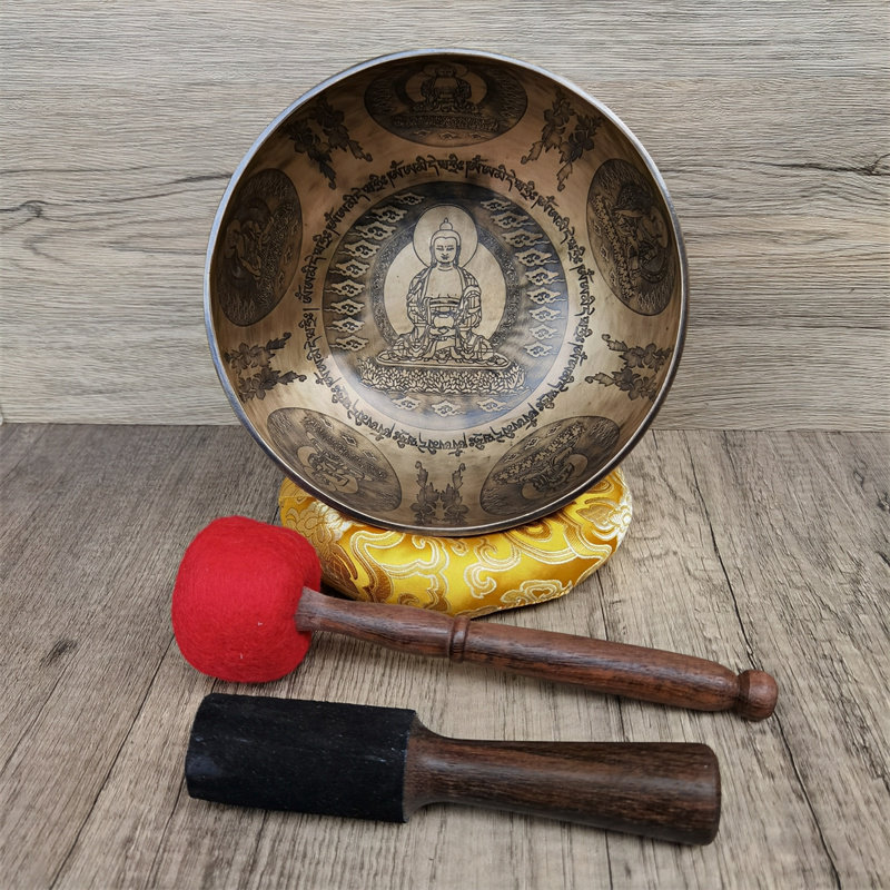 AMITABHA BUDDHA SINGING BOWL NEPALESE HANDMADE COPPER CHIME BOWL YOGA MEDITATION BOWL BUDDHA SOUND BOWL BUDDHA SOUND BOWL BUDDHA SOUND BOWL