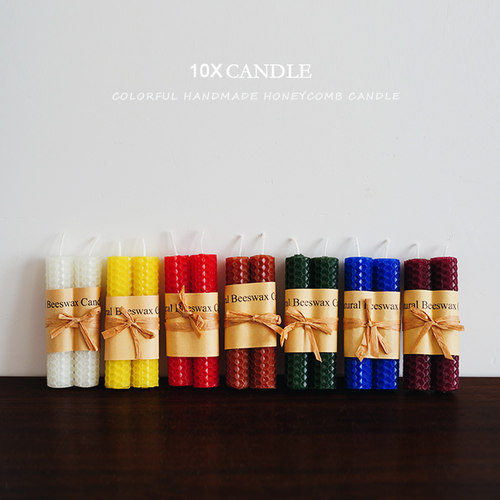北欧2cm北欧多彩天然蜂蜡蜡烛