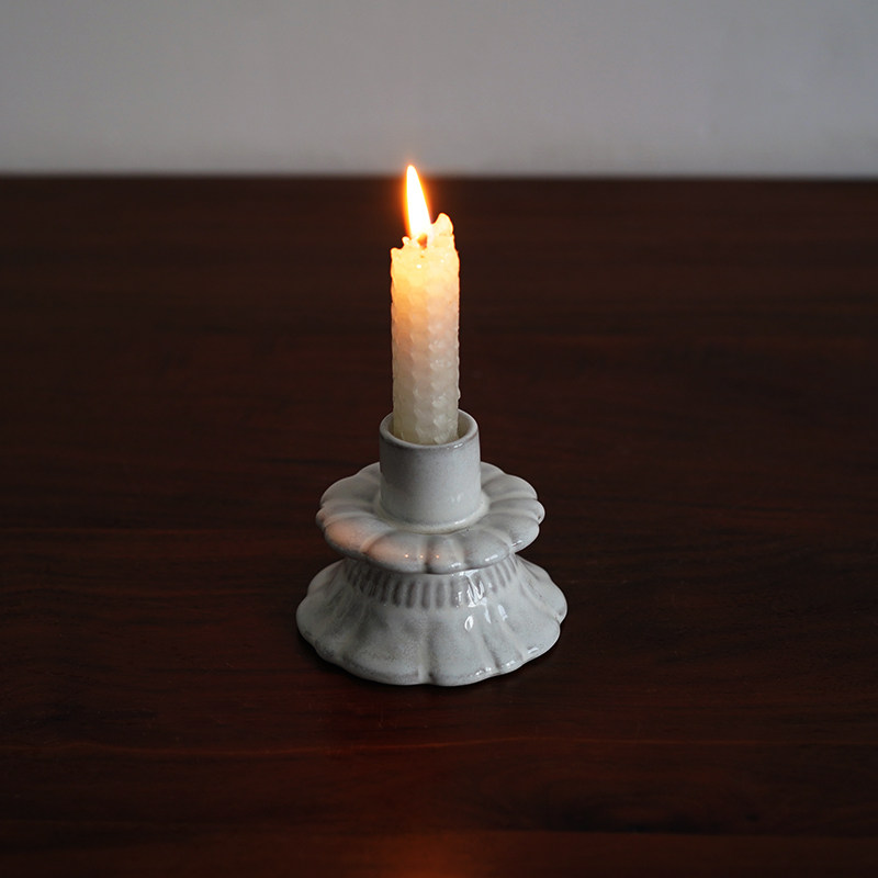 【烛台】出口北欧复古窑变色陶瓷花瓣烛台 高脚设计餐桌烛光晚餐