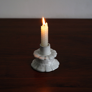 高脚设计餐桌烛光晚餐 出口北欧复古窑变色陶瓷花瓣烛台 烛台