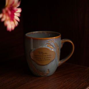咖啡杯水杯礼物 美式 出口序言母亲和家 祝福陶瓷复古浮雕马克杯