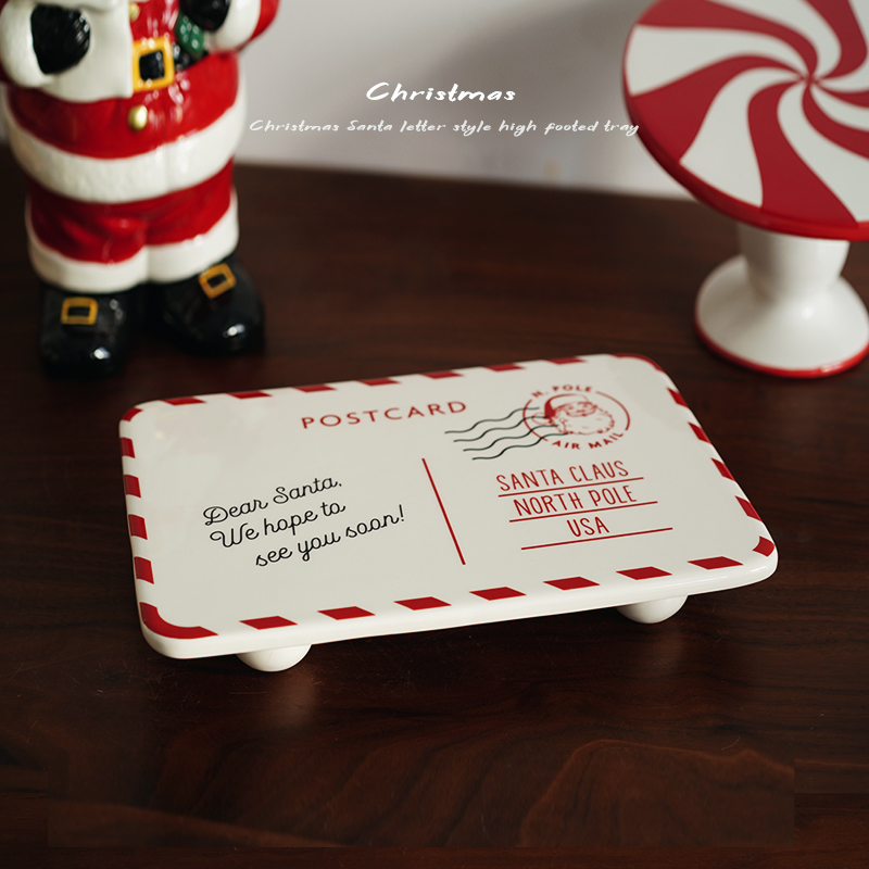 圣诞欧式陶瓷高脚餐用托盘