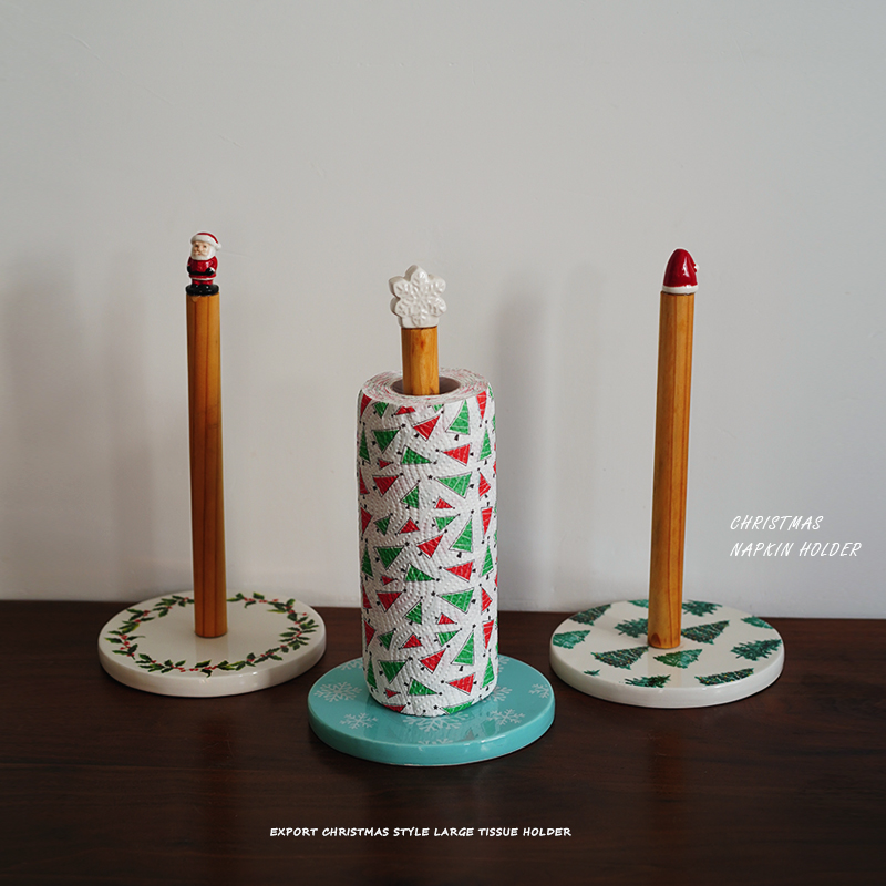 圣诞老人雪花造型陶瓷纸巾架