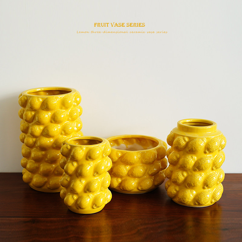 意大利水果 出口欧式立体柠檬造型陶瓷花瓶花盆民宿酒店插花摆设,家居饰品,花瓶,淘宝优惠券,粉丝福利购,淘宝优惠卷