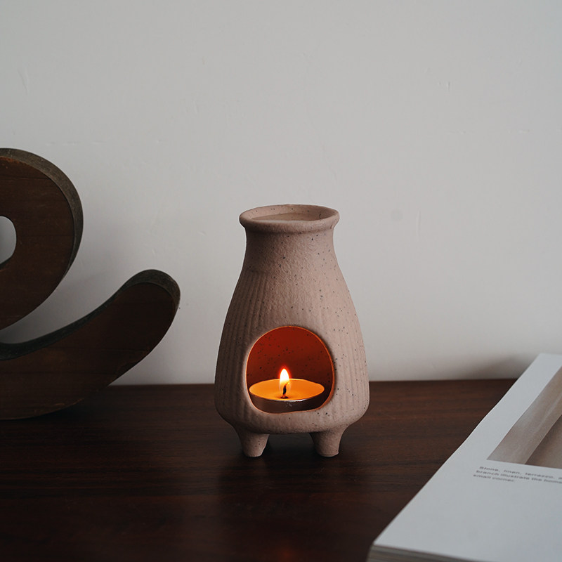 【香薰烛台】出口北欧复古哑光设计陶瓷迷你香薰烛台粗狂扩香器瓶