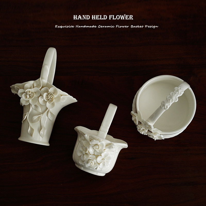 匠人手工 出口欧式高档精致手捏花花卉陶瓷花篮 插花花器食物收纳,家居饰品,花篮,淘宝优惠券,粉丝福利购,淘宝优惠卷