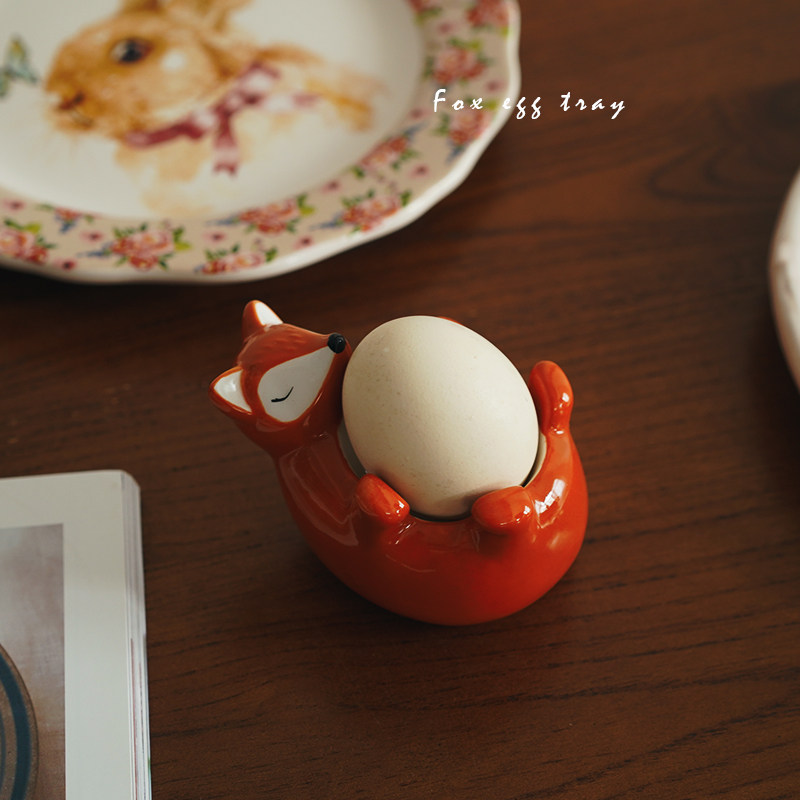 插画小可爱 出口欧式手绘卡通小狐狸造型陶瓷蛋托 早餐鸡蛋托礼物,餐饮具,鸡蛋托,淘宝优惠券,粉丝福利购,淘宝优惠卷
