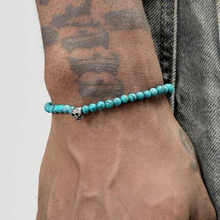 GRGR 原创天然绿松石手链男嘻哈潮流百搭手工串珠骷髅头手串女ins