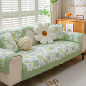 全棉绗缝沙发垫坐垫子防滑布艺加厚田园四季 通用纯棉皮沙发巾罩套