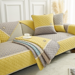 沙发巾 通用纯棉坐垫夏季 新品 简约北欧拼色防滑沙发垫全棉布艺四季