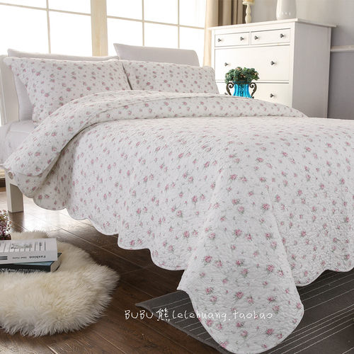 三件套双人纯棉春秋可水洗绗缝被