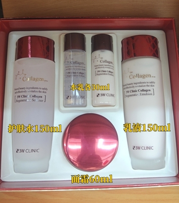 韩国3w clinic多多胶原蛋白水乳霜3件套保湿弹力