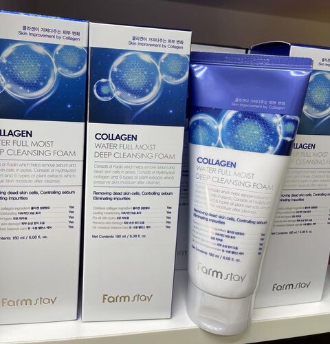 韩国Farmstay法曼媞胶原蛋白全效深层洁面泡沫180ml