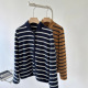 深圳南油货～早秋新款 条纹翻领休闲百搭针织开衫 立领外套女