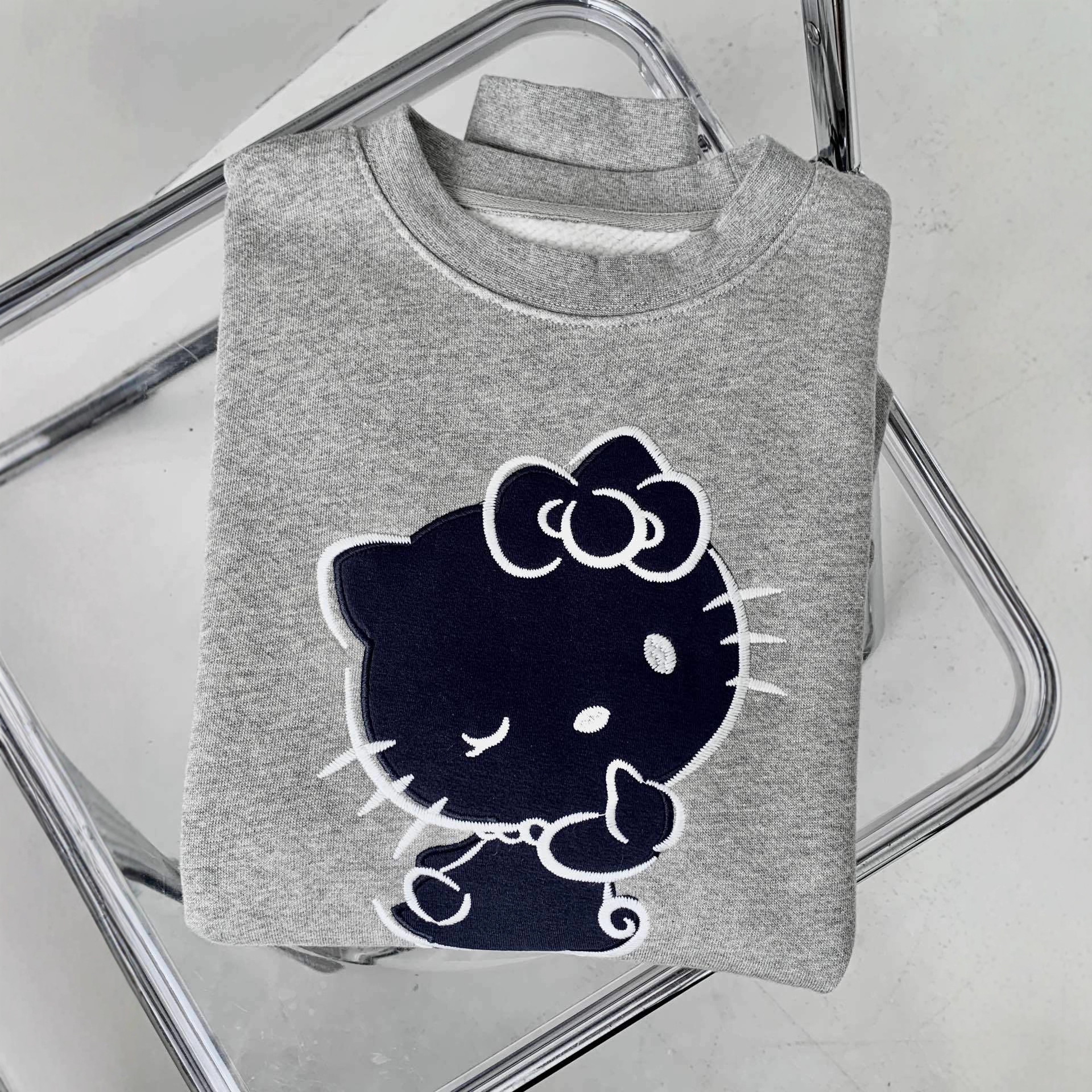 2025秋冬女士圆领刺绣卫衣女 3d印花长袖上衣 厂家货源