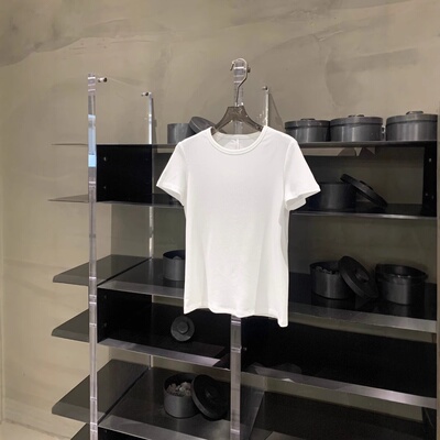 the row同款 经典极简宽松后背中缝圆领百搭黑白女短袖T 恤打底衫