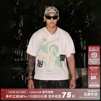 RESERFF春日一番印花做旧短袖