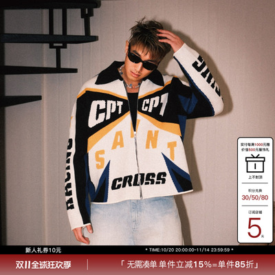 RESERFF毛织赛车毛衣拉链外套