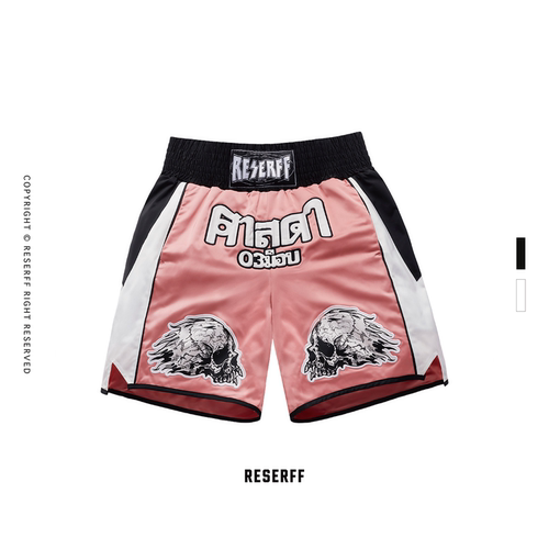 RESERFF HELL BOXER 地狱拳手 定制缎面刺绣结构网眼双层运动短裤