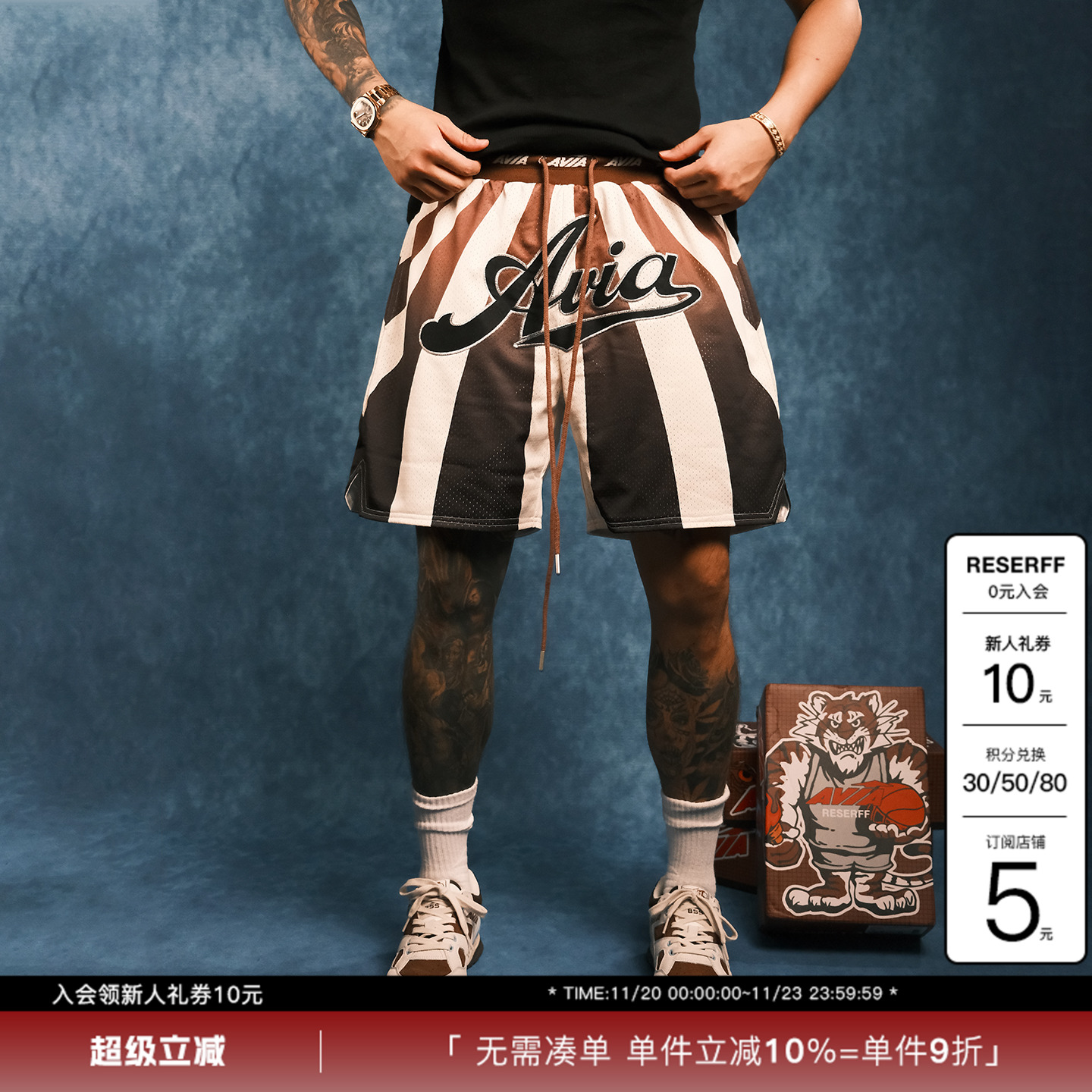 复古印花刺绣贴布美式抽绳短裤