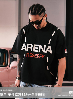 RESERFF GLOW ARENA 夜光分线经典LOGO宽短重磅短袖T恤