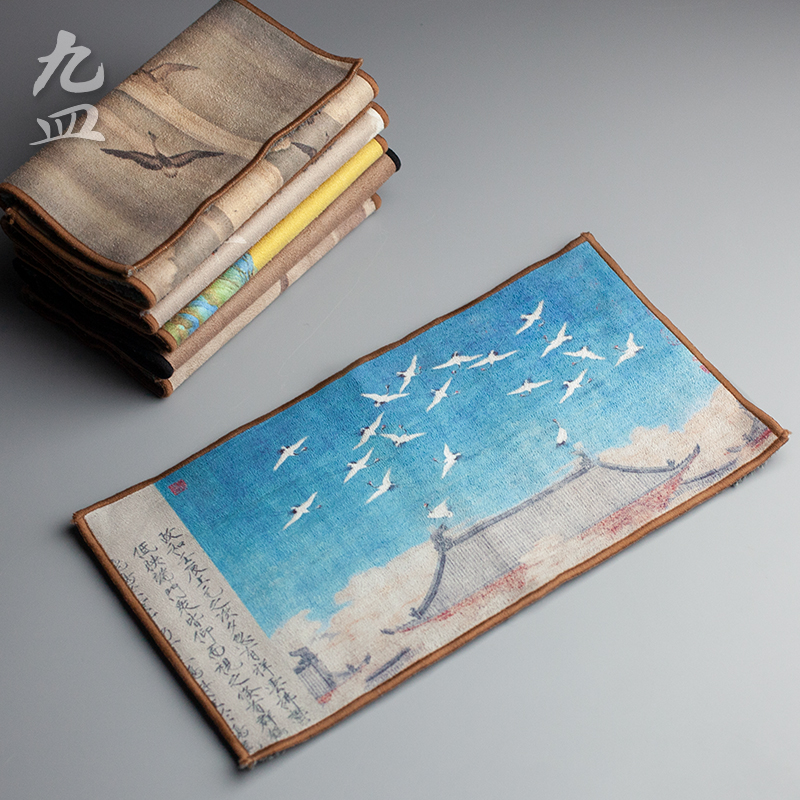 九皿麂皮绒茶巾家用中式禅意高档吸水养壶巾毛巾抹布功夫茶具配件