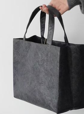 muji同款日系风格百搭ins风牛皮纸素纸材质手提袋托特包大容量