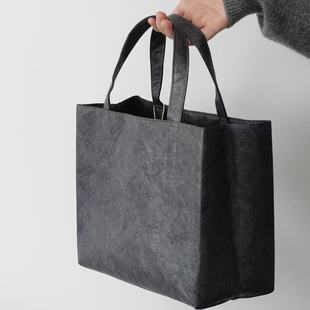 muji同款 百搭ins风牛皮纸素纸材质手提袋托特包大容量 日系风格