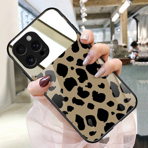 适用苹果18手机壳玻璃镜子16promax镜面iphone15苹果14补妆镜13镜子12豹纹苹果16高级时尚苹果17