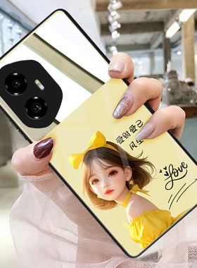 爱财爱己适用荣耀300手机壳玻璃带镜子镜面荣耀300ultra补妆镜荣耀300pro化妆镜定制照片保护套洋气时尚