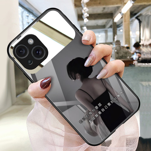 适用苹果15手机壳苹果14pro玻璃iphone13promax化妆镜11个性12壳补妆镜镜子镜面网红