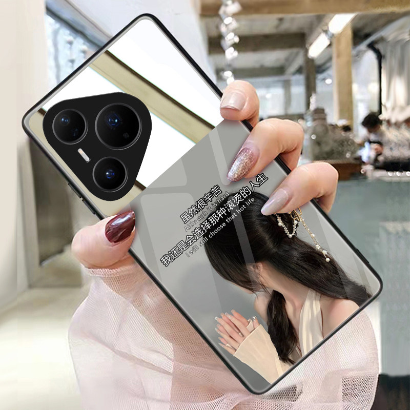 有态度的生活适用华为pura80手机壳玻璃带镜子镜面p80ultra补妆镜化妆镜定制照片保护套华为p80