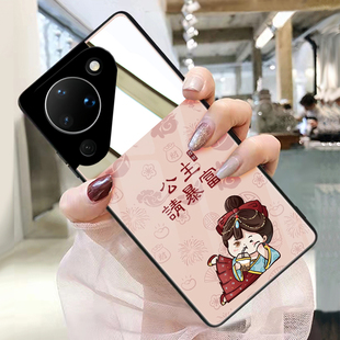 公主请暴富适用华为p90手机壳p80ultra保护套p70pro女p40网红p30pro玻璃p50e镜子p60镜面补妆镜定制
