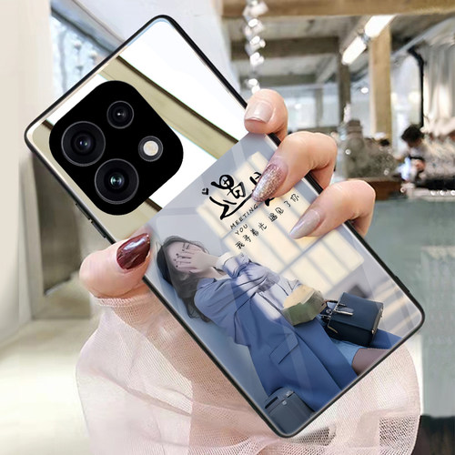 遇见适用opporeno16手机壳15玻璃13带镜子11镜面reno14pro来图订制reno9定做个性reno8照片保护套6