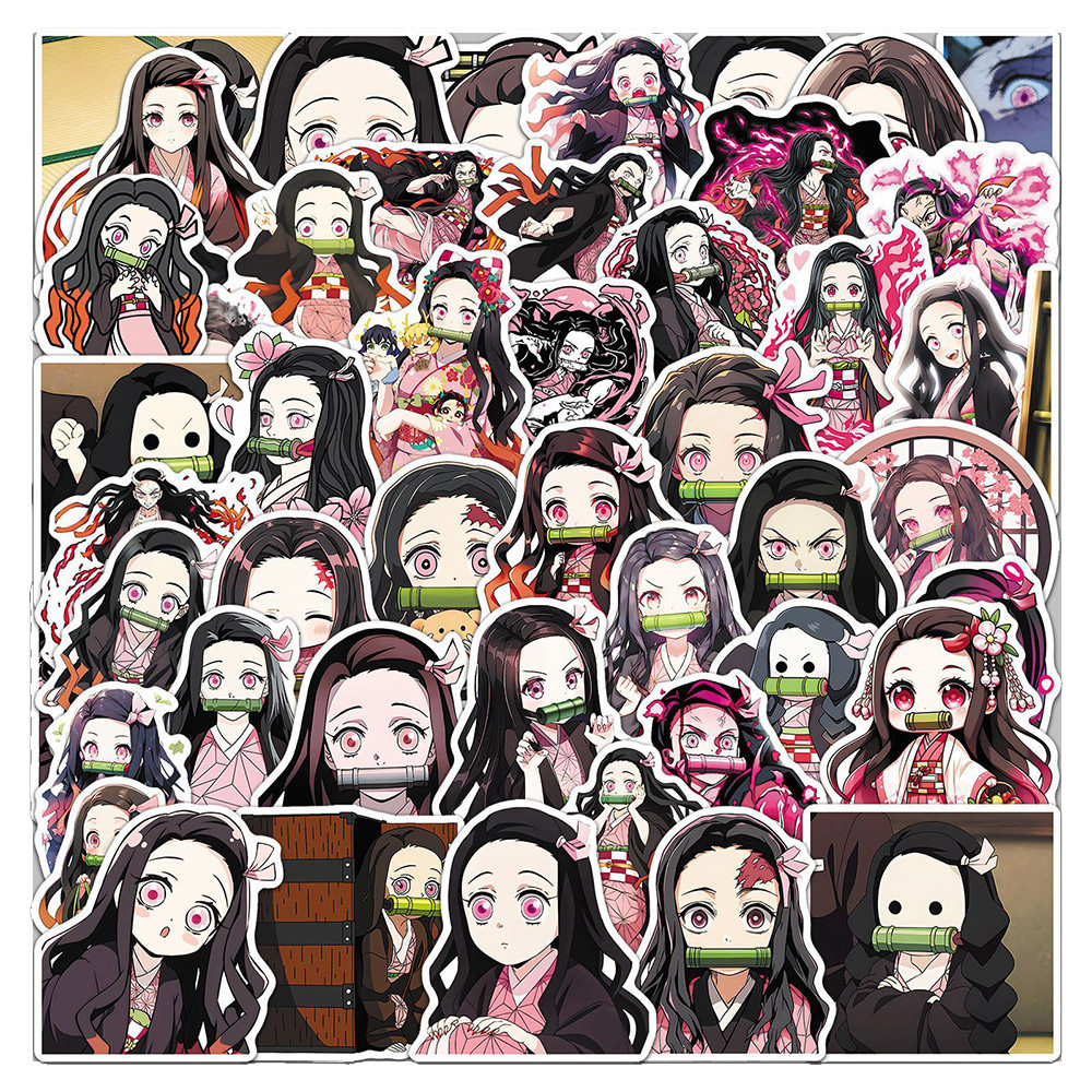 100张动漫鬼灭之刃灶门祢豆子贴纸可爱周边装饰手机壳手账贴画