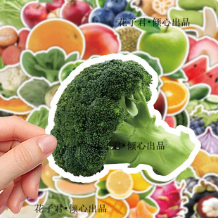 120张绿色水果蔬菜写实贴纸ins风蔬果图案儿童启蒙认知益智贴画