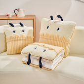 秋冬加厚牛奶绒两用抱枕被子防静电办公室宿舍午休枕被车载靠垫被