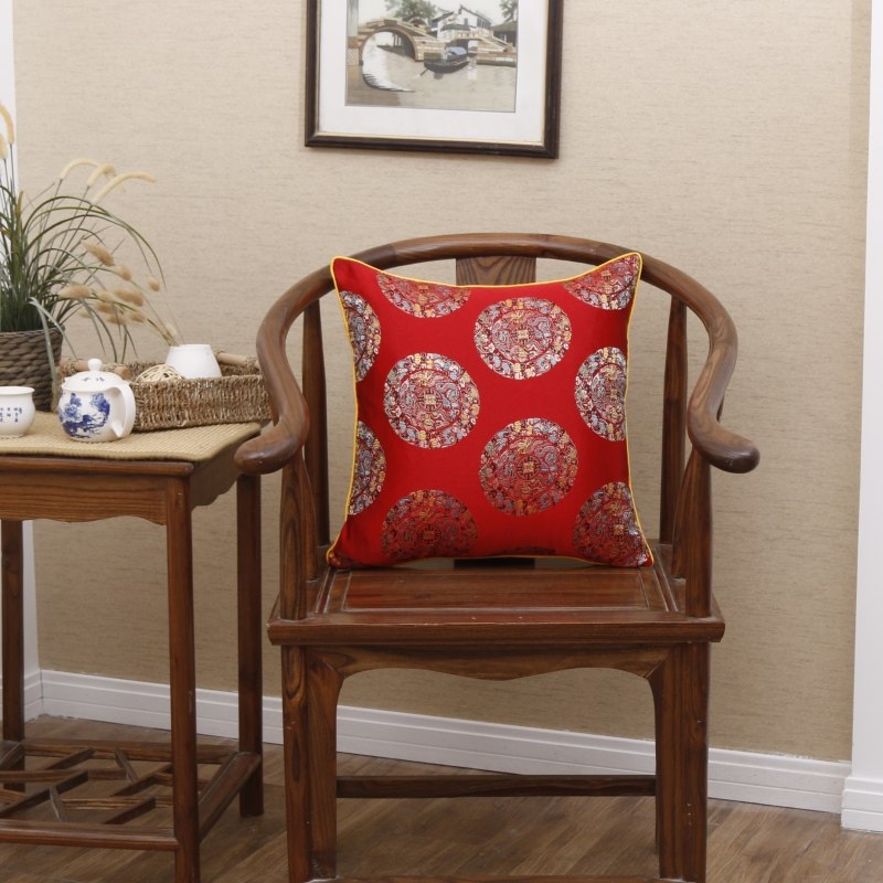 买三送一中式沙发抱枕含芯不褪色靠垫套床头大靠背双面绸缎腰枕,居家布艺,靠垫/抱枕,淘宝优惠券,粉丝福利购,淘宝优惠卷