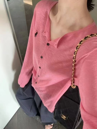 早秋~刺绣小马简约宽松轻薄软糯圆领长袖针织开衫女毛衣打底上衣