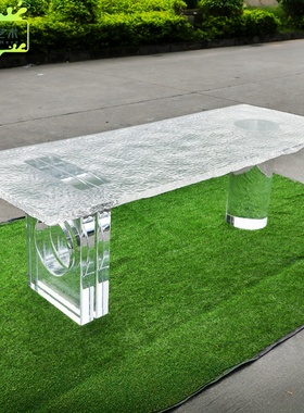 售楼处酒店茶几桌子别墅茶台透明客厅水晶定制茶桌办公室树脂J535