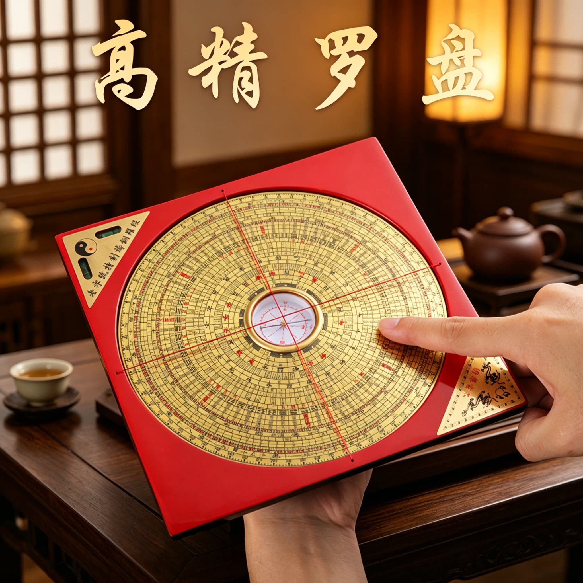 黄铜高精度三元三合罗盘摆件图片