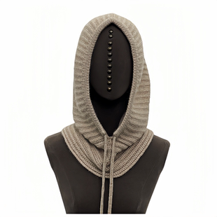 阿拉善全羊绒围巾兜帽两用户外针织女冬季 护耳围脖一体 包头女款