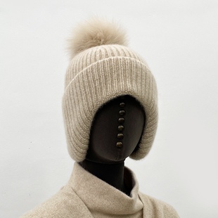 山羊绒毛球加厚毛线帽鄂尔多斯羊绒帽子巴拉克拉帽羊绒秋冬羊绒帽