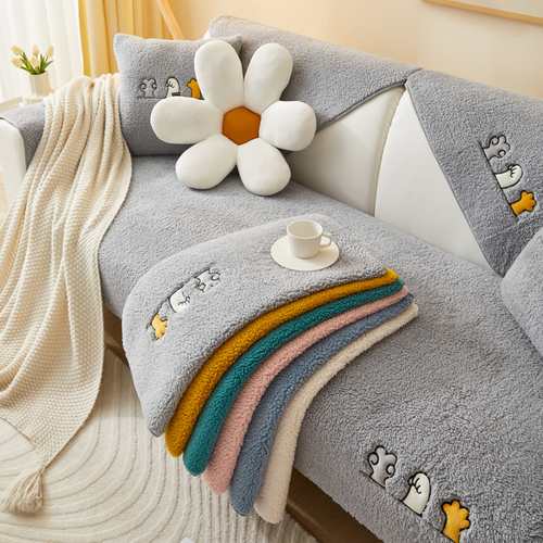 New Autumn/Winter Plush Sofa Cushion with Thickening, Simple Modern Anti-Slip Sofa Cover, Throw Pillow Cover, Seat Pad